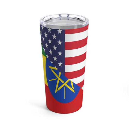 Ethiopian American Flag Ethiopia USA Tumbler 20oz