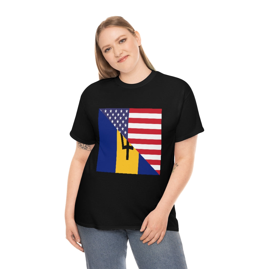 Bajan American Flag Tee Shirt | Barbados USA Tshirt