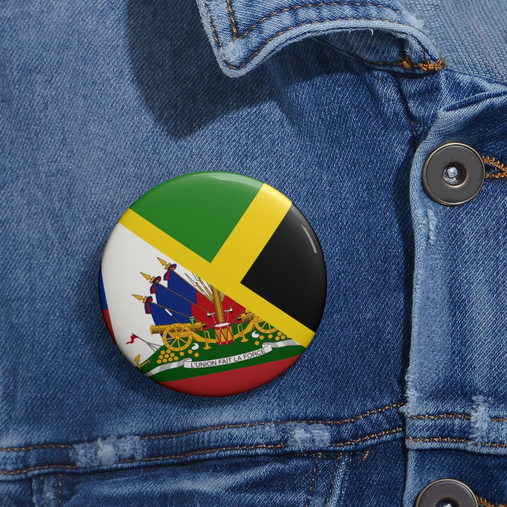 Haitian Jamaican Flag Pin Button | Haiti Jamaica Caribbean