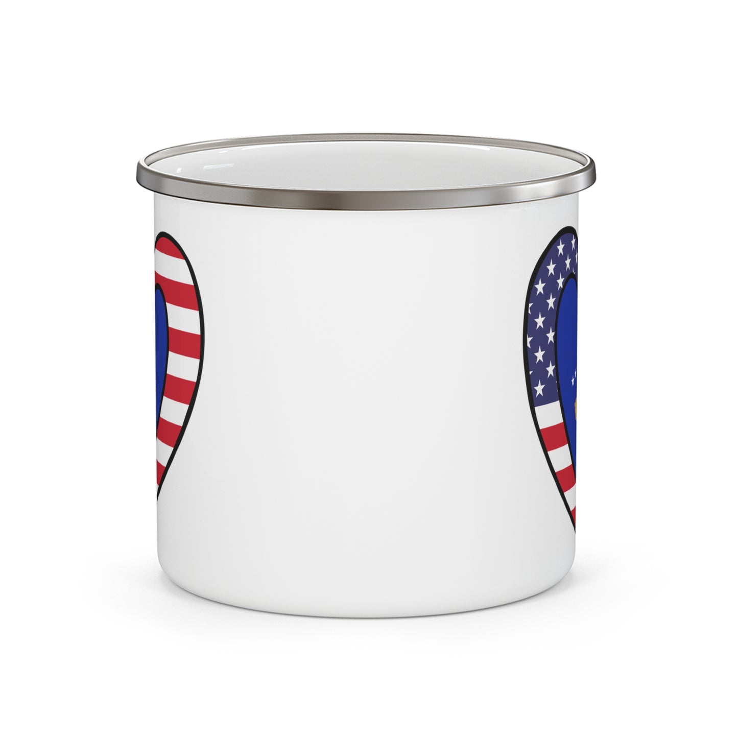 Kosovar American Heart Valentines Day Gift Half Kosovo USA Flag 12oz Enamel Mug