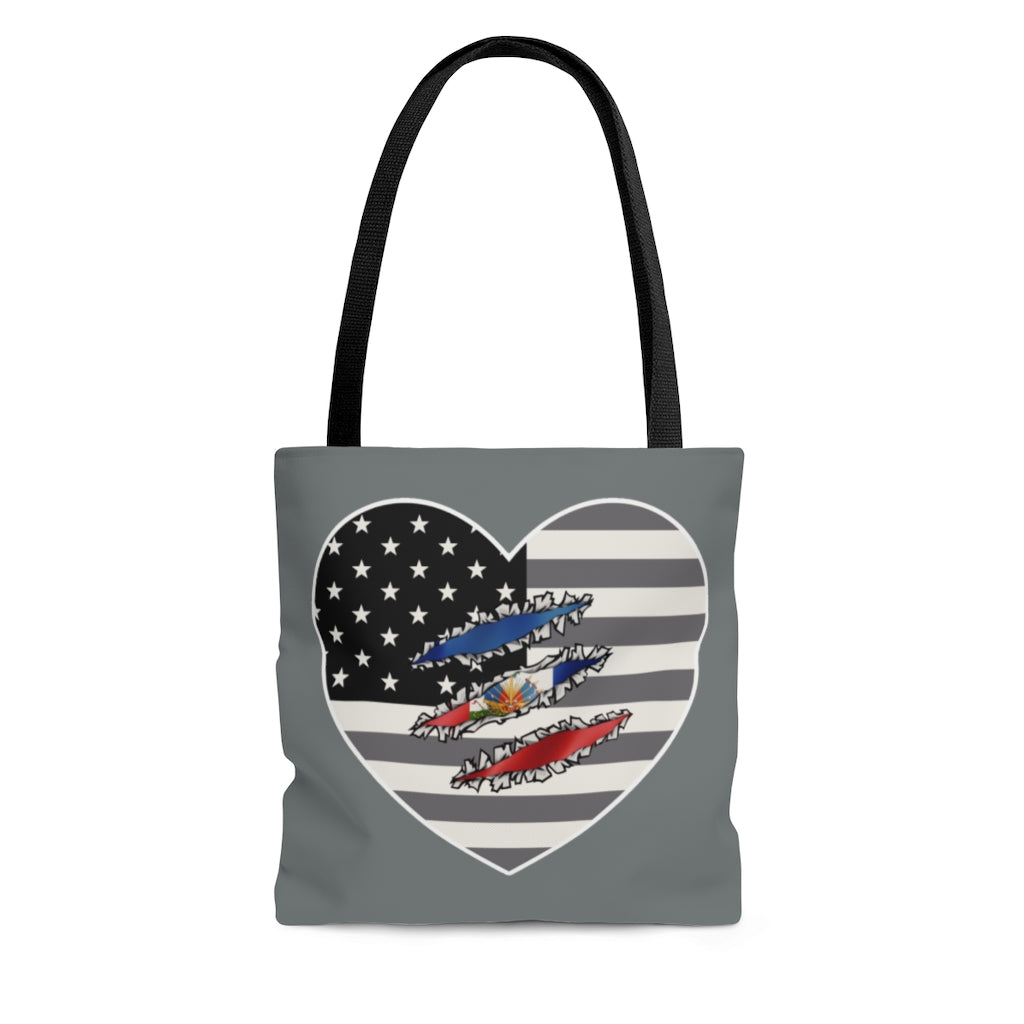 Haitian American At Heart Flag Tote Bag  | Haiti USA Accessory