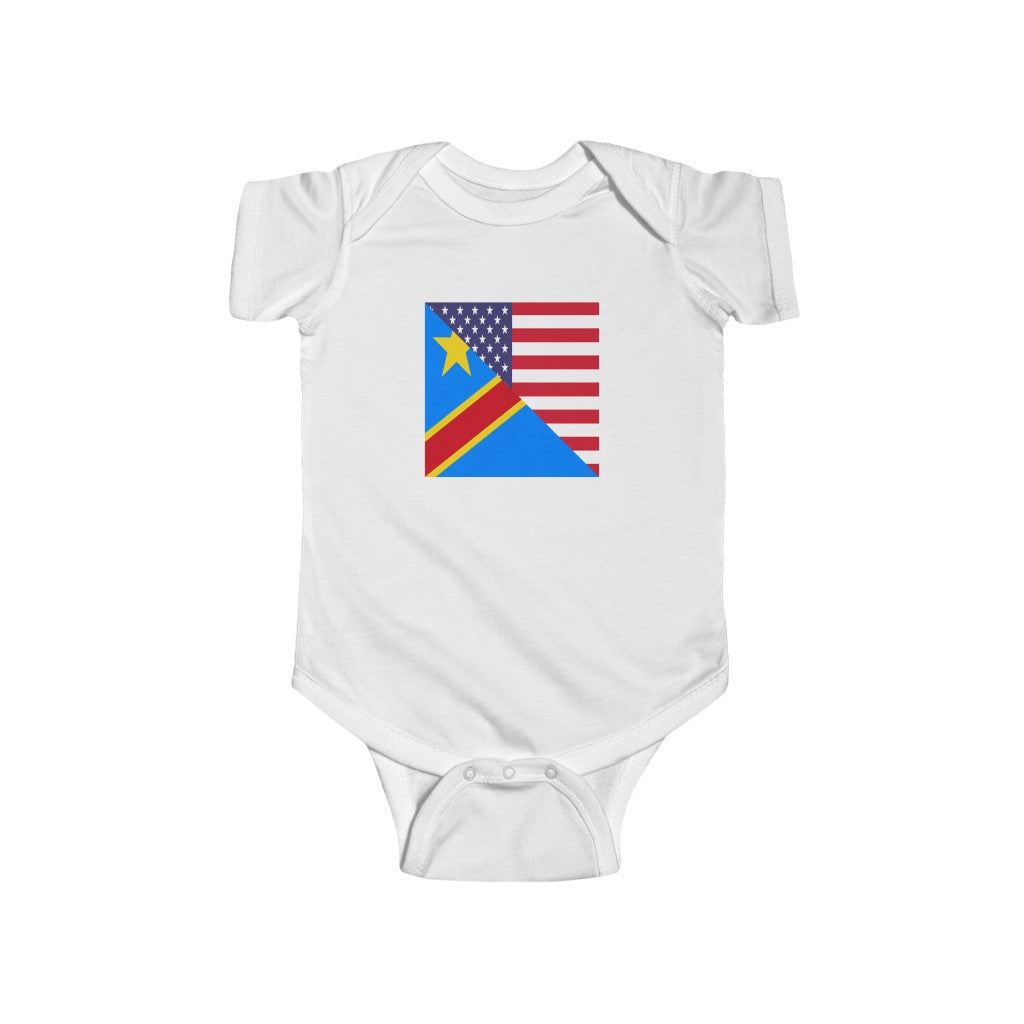 DR Congo American Flag Baby Bodysuit | Unisex Congolese USA Newborn Boy Girl