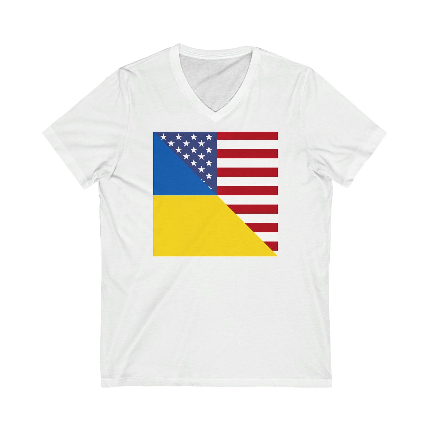 Ukrainian American Flag | Half Ukraine USA V-Neck T-Shirt | Unisex Vee Shirt