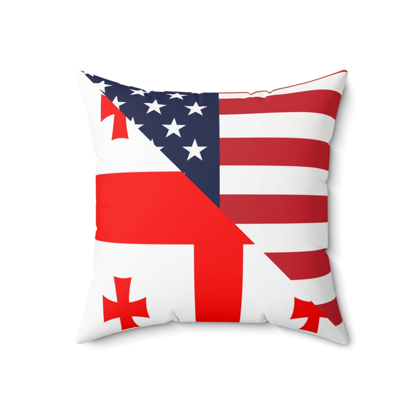 Georgian American Flag Georgia USA Spun Polyester Square Pillow