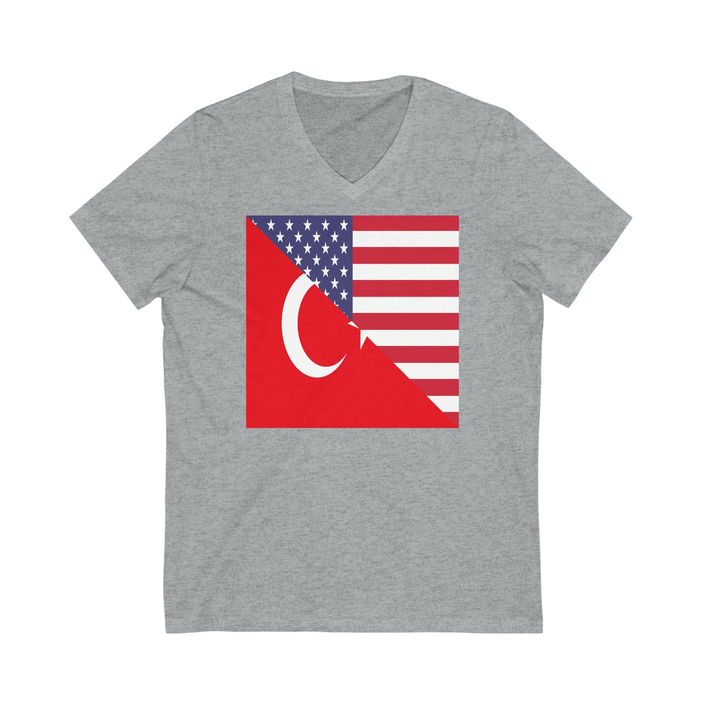 Turkey American Flag Half Turkish USA V-Neck T-Shirt | Unisex Vee Shirt