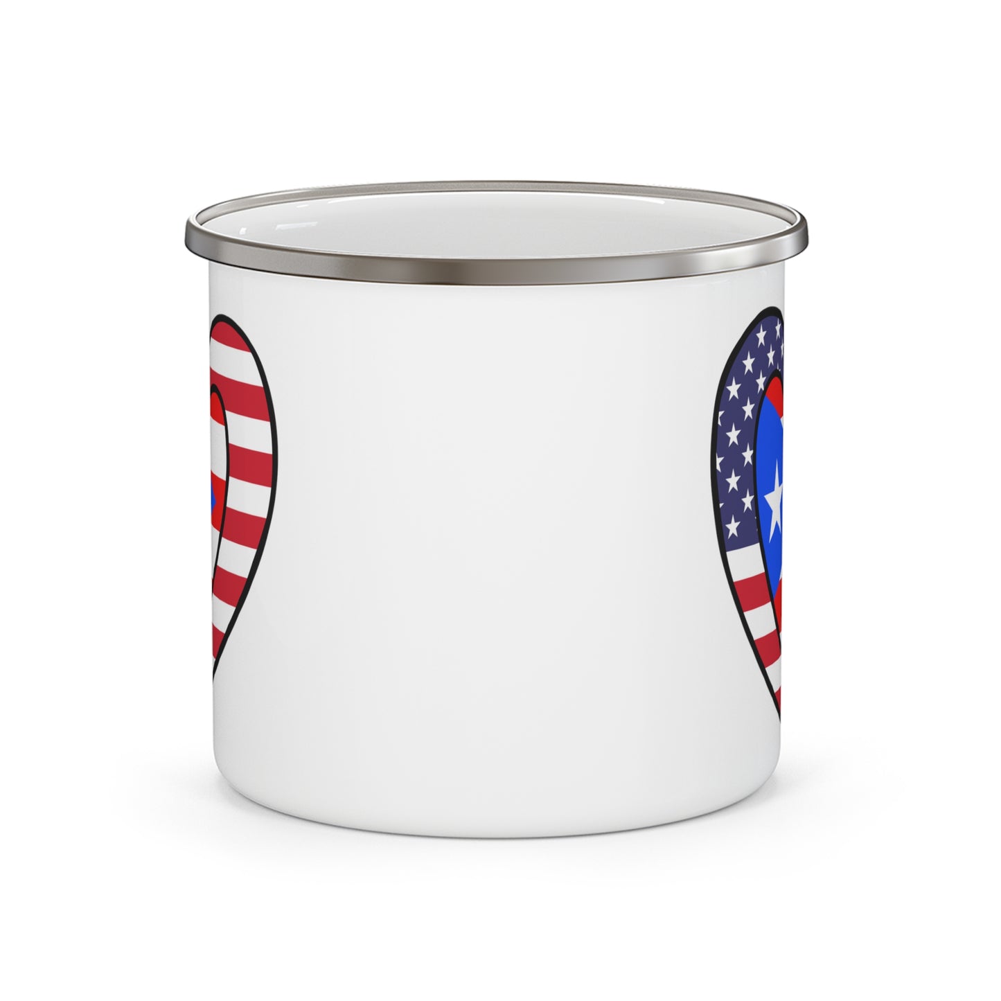 Puerto Rican American Heart Valentines Day Gift Half Boricua PR USA Flag 12oz Enamel Mug