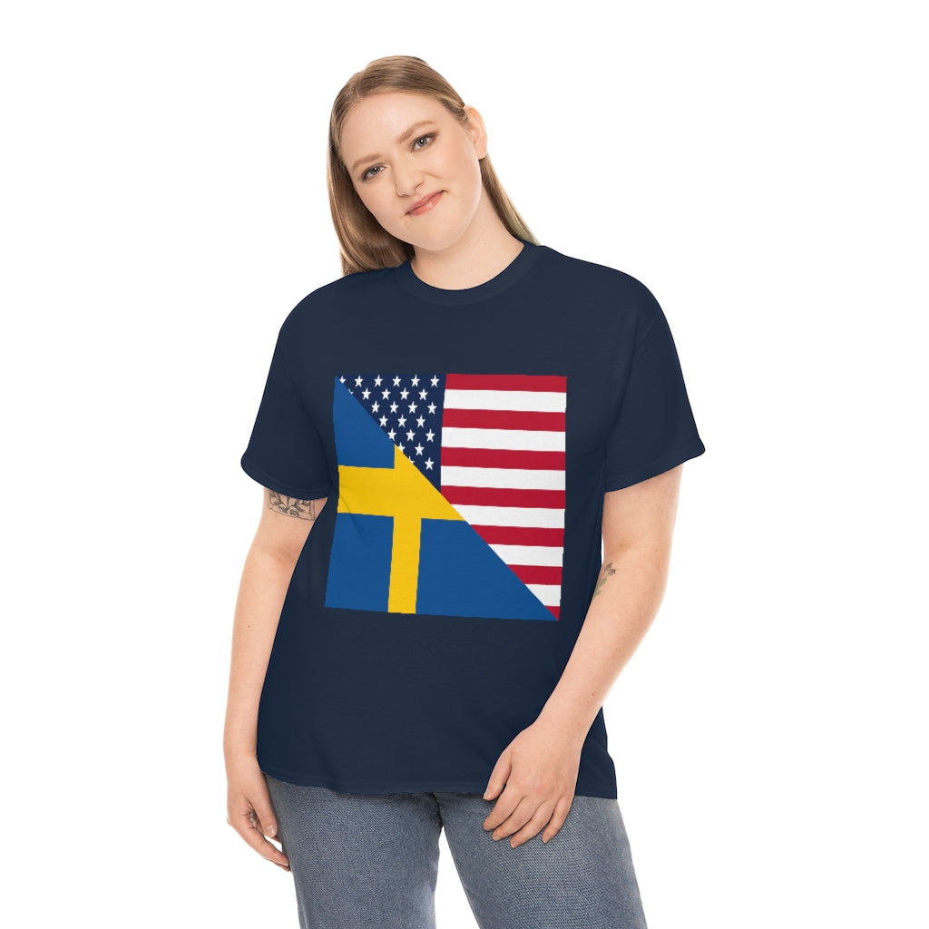 Swedish American Flag Tee Shirt | Unisex Sweden USA Tshirt