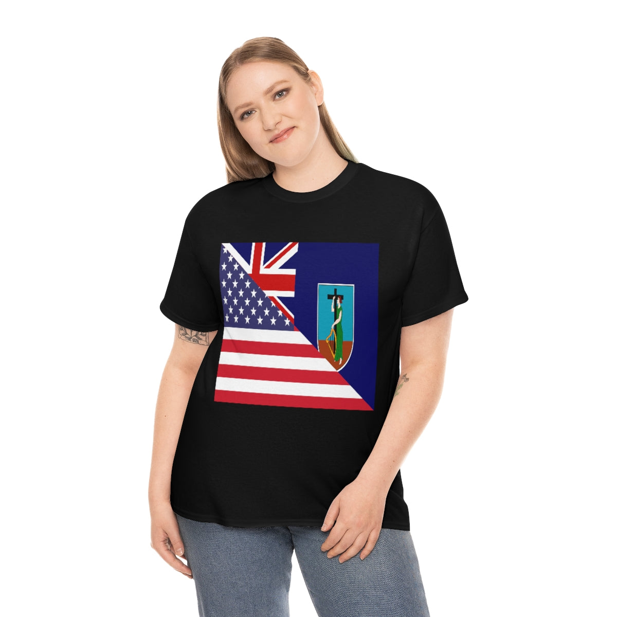 Montserrat American Flag Half Montserratian USA T-Shirt | Unisex Tee Shirt