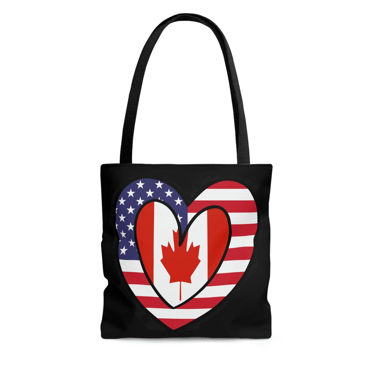 Canadian American Heart Valentines Day Gift Half Canada USA Flag Tote Bag | Shoulder Bag