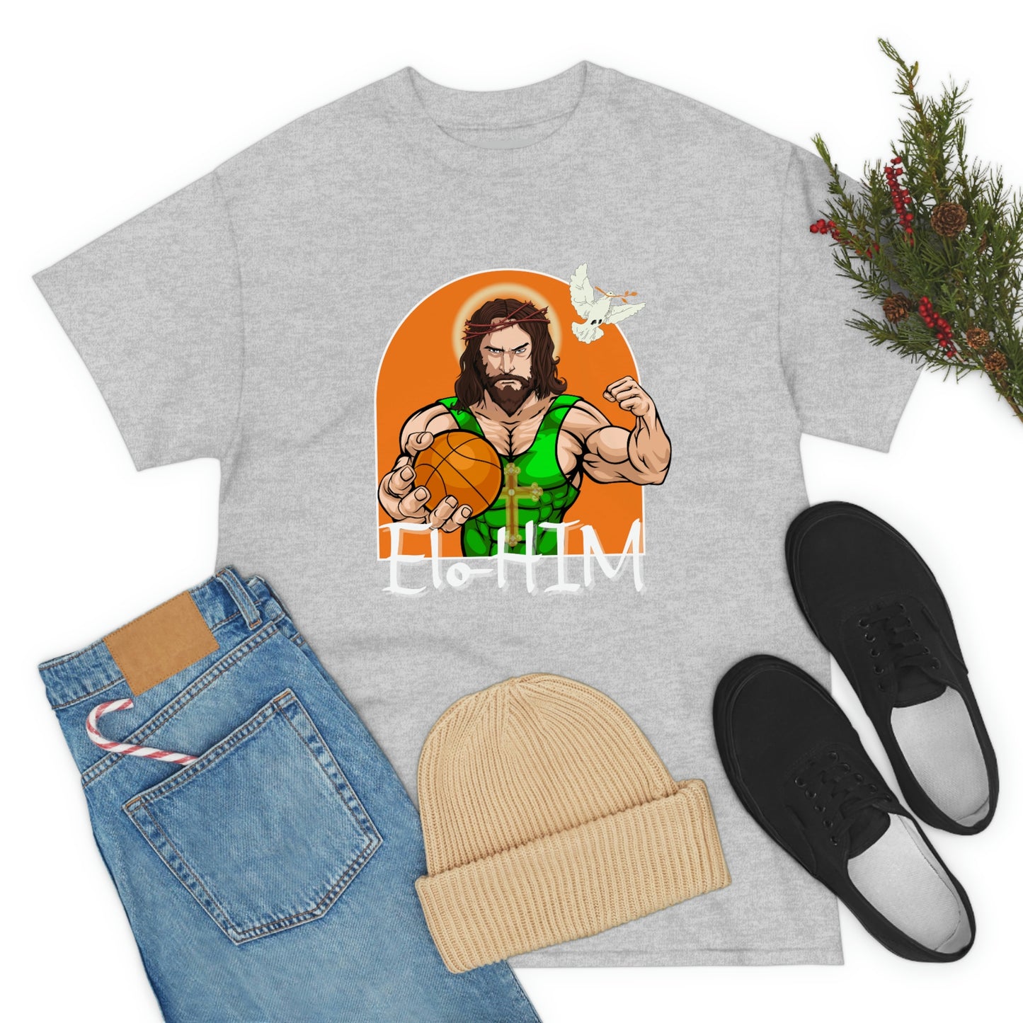 EloHIM I am Him Jesus Playing Basketball Tee Shirt | Ball is Christ T-Shirt