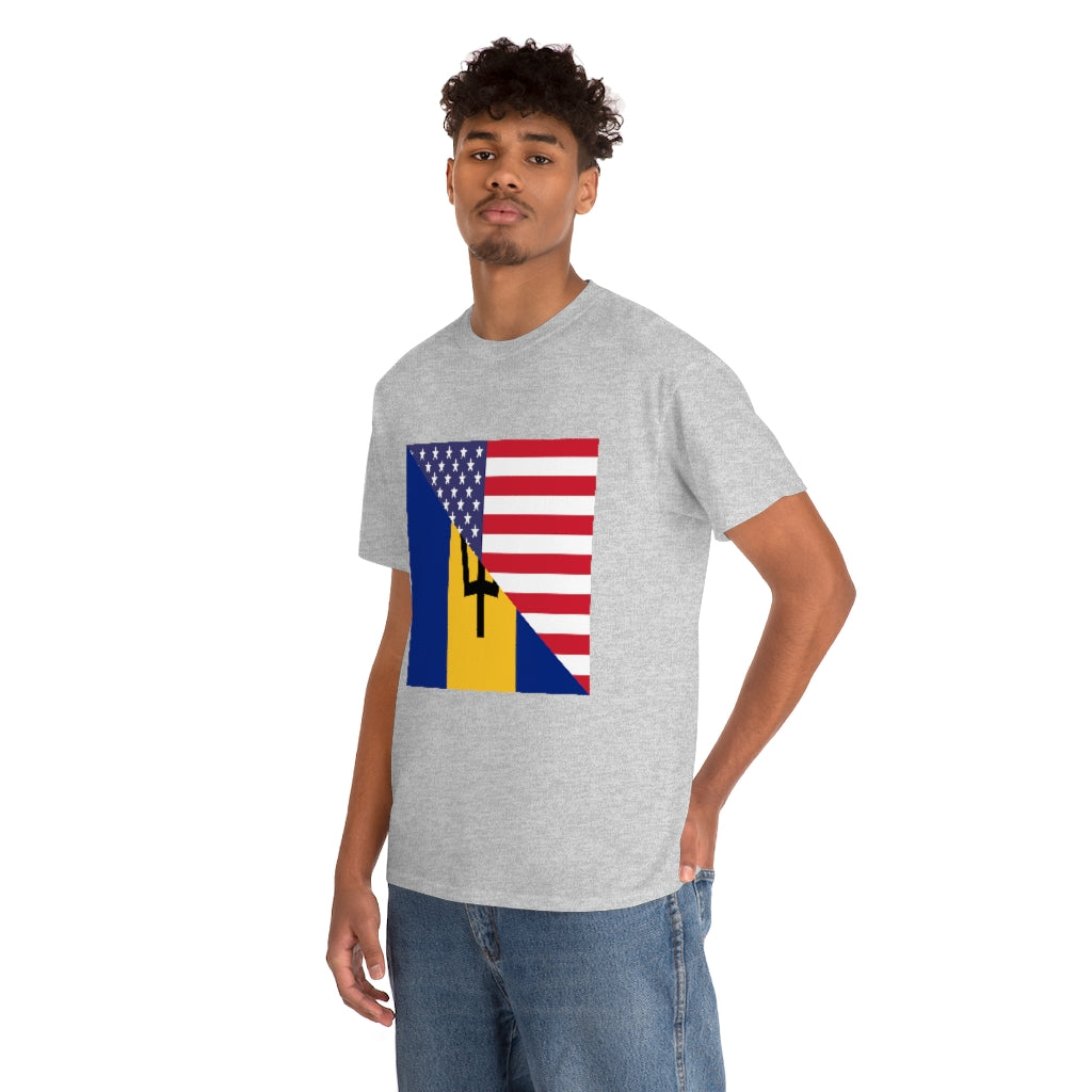 Bajan American Flag Tee Shirt | Barbados USA Tshirt