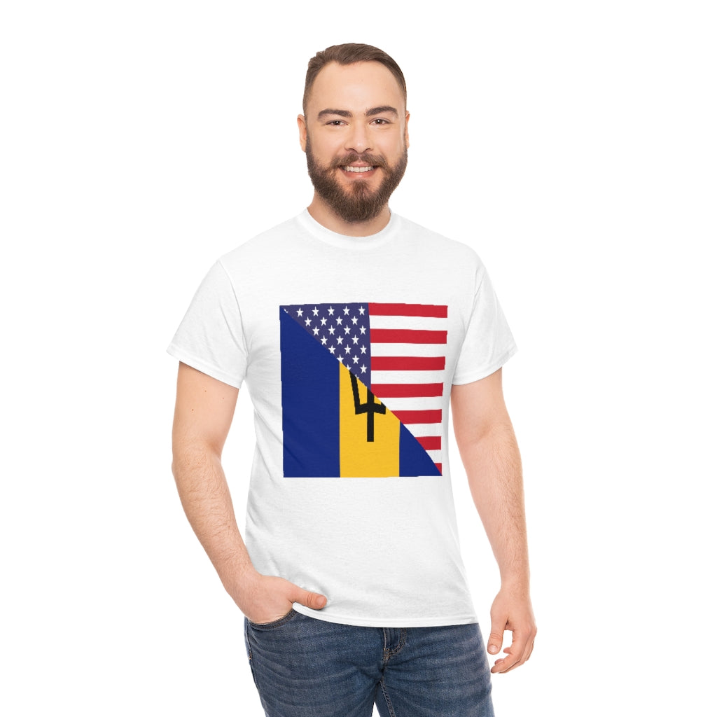 Bajan American Flag Tee Shirt | Barbados USA Tshirt