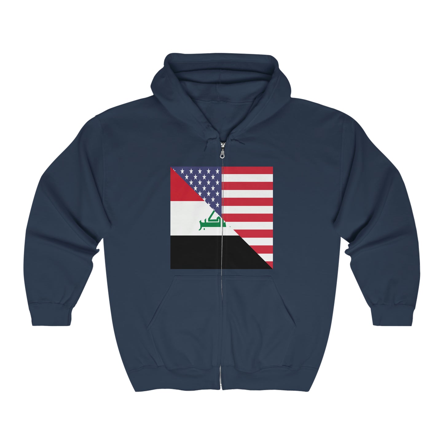 Iraq American Flag Half Iraqi USA Zip Hoodie | Hooded Sweatshirt