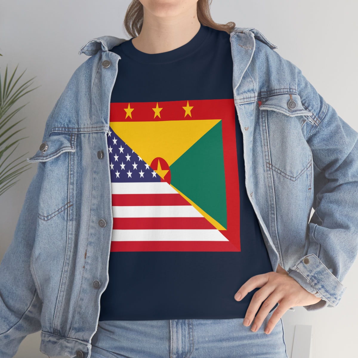 Grenadan American Flag Half Grenada USA T-Shirt | Unisex Tee Shirt