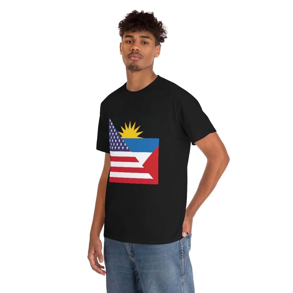 Antigua and Barbuda American Flag Tee Shirt | Antiguan USA Tshirt