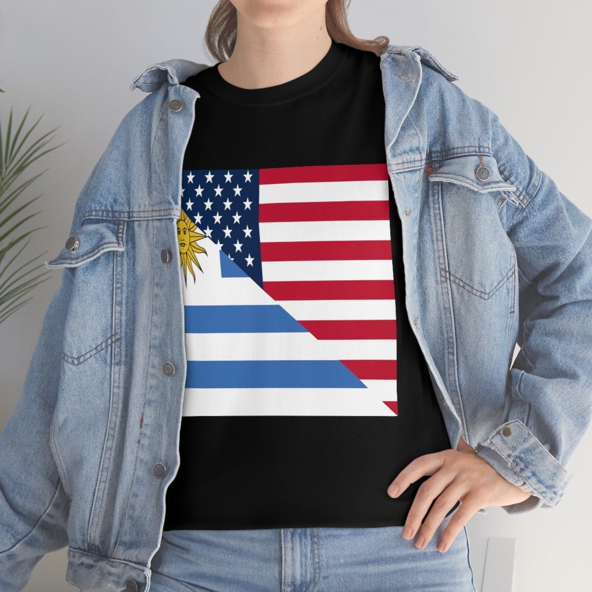 Uruguay American Flag Half Uruguayan USA T-Shirt | Unisex Tee Shirt