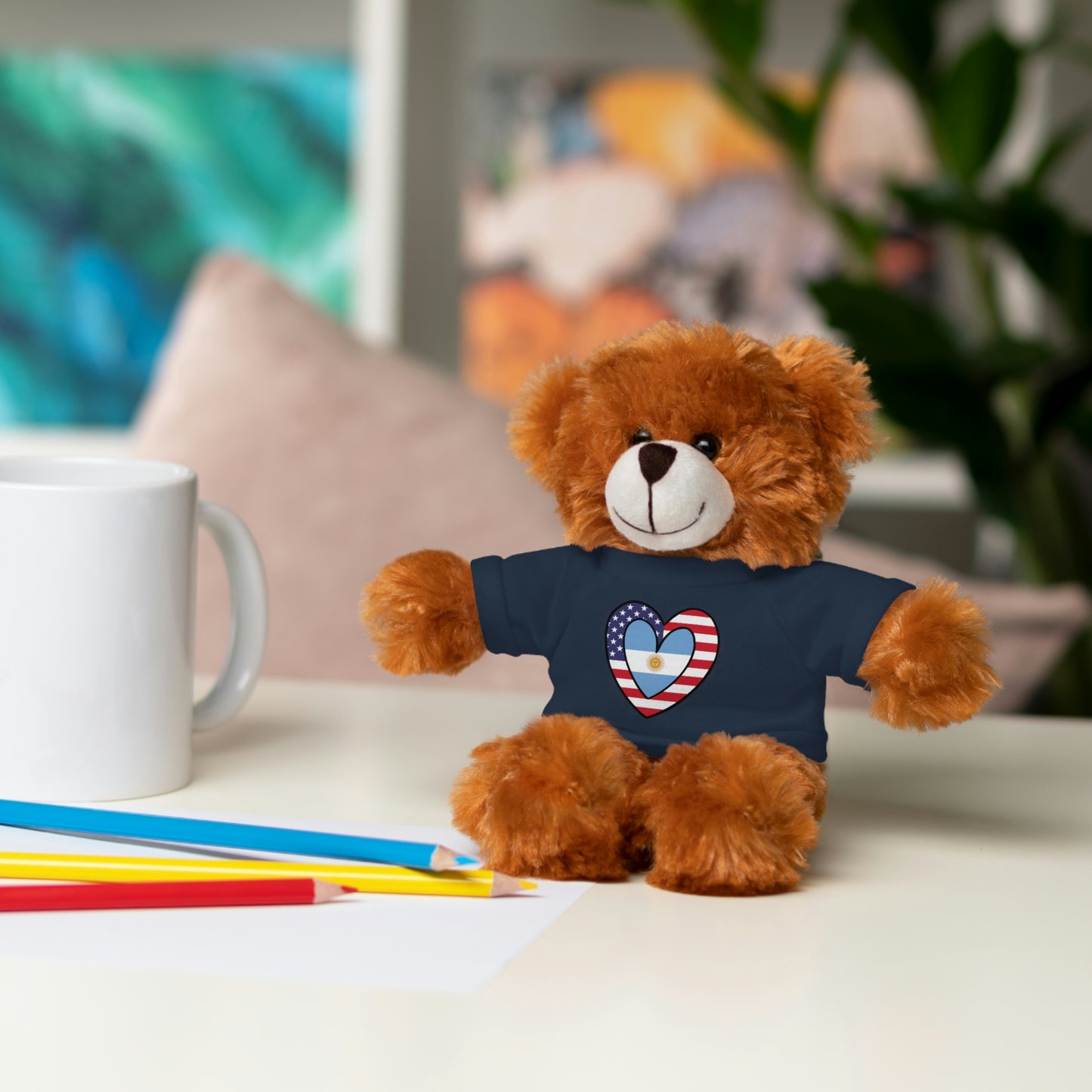 Argentinian American Valentines Day Gift Stuffed Animal | Argentina USA Flag Toy