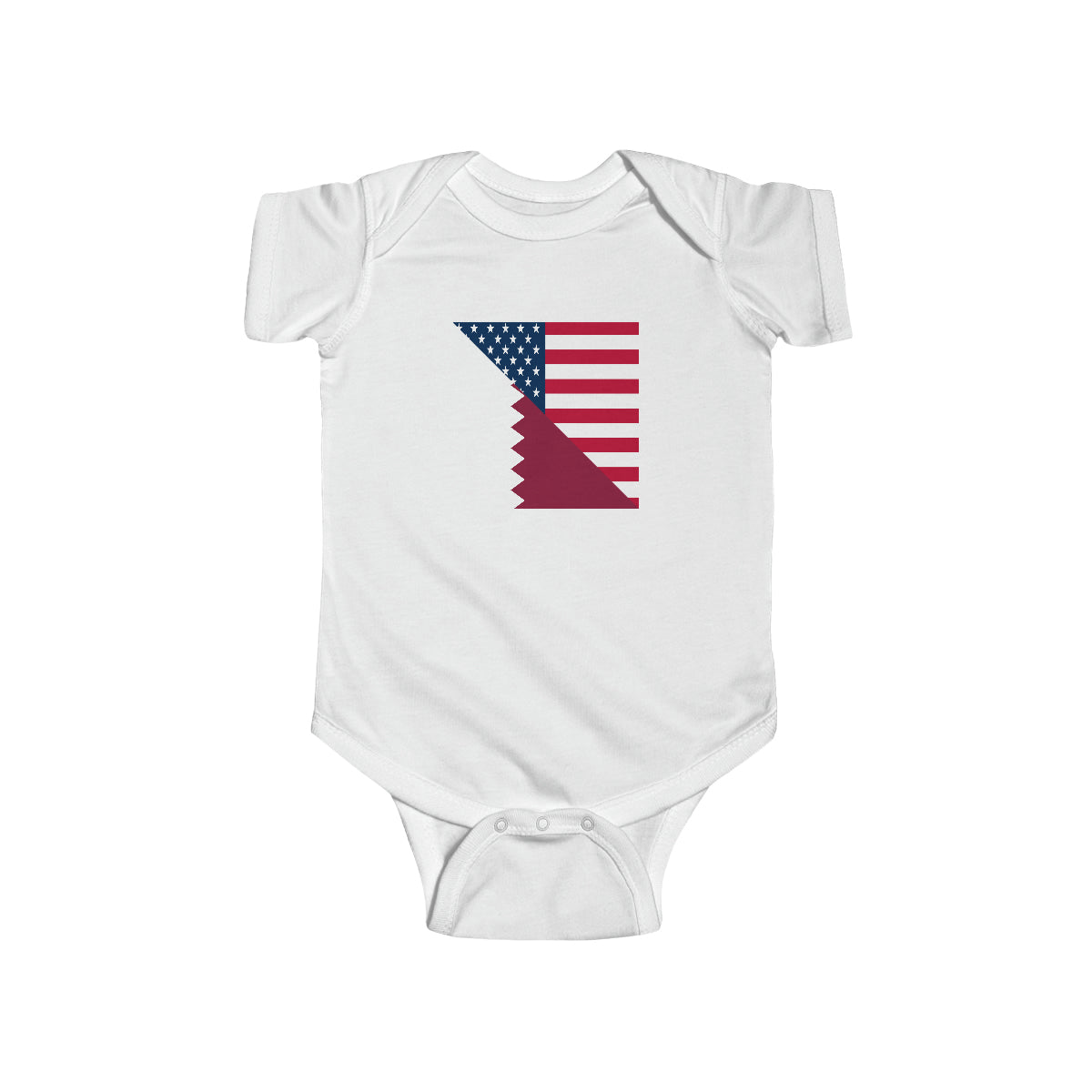 Qatar American Flag Half Qatari USA Baby Bodysuit | Newborn Boy Girl