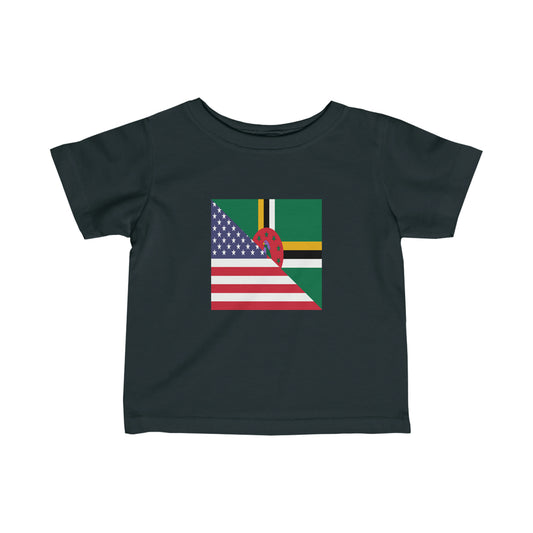 Infant Dominican American Flag Dominica USA Half Toddler Tee Shirt