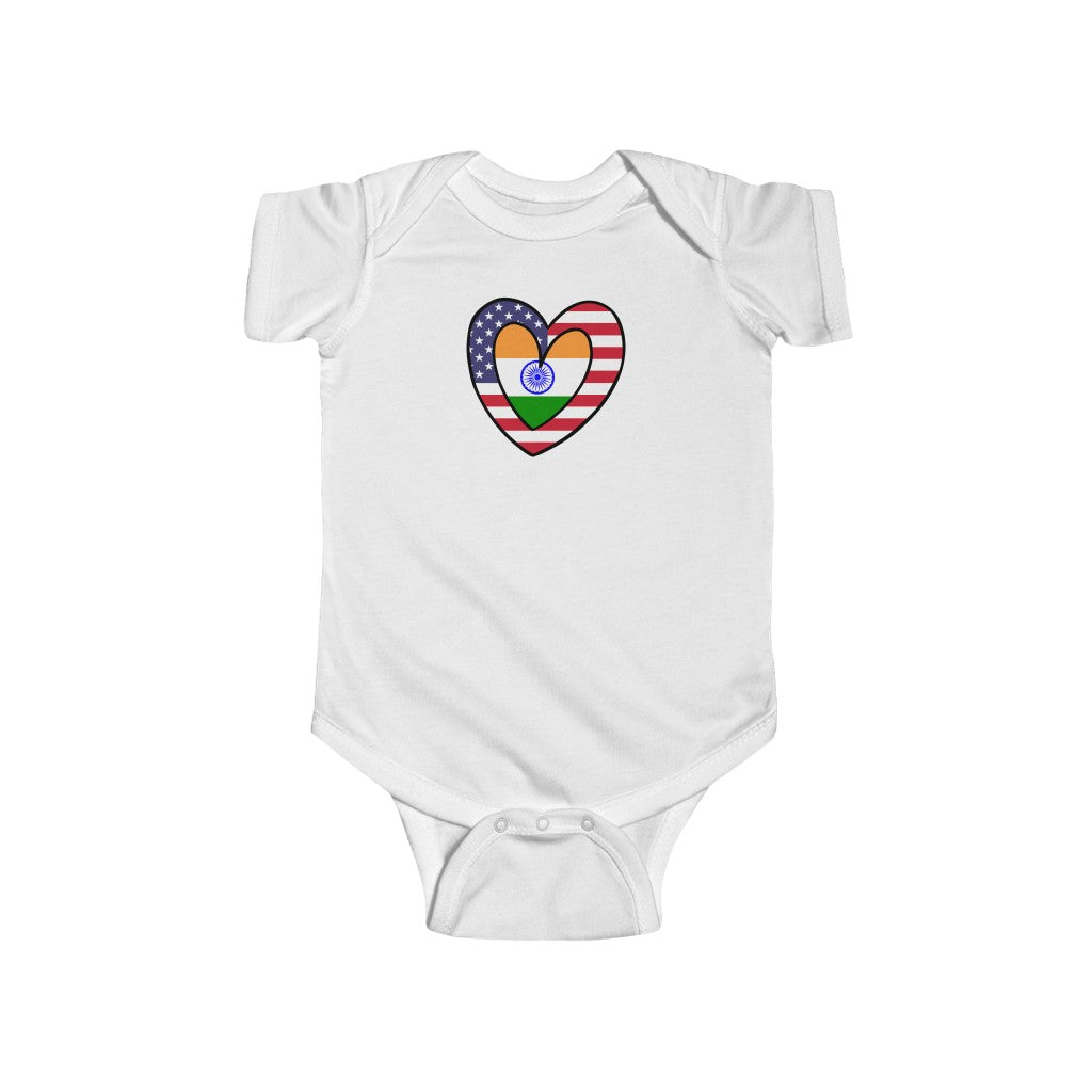 Baby India American Asian Flag Inner Heart Bodysuit | Unisex Indian