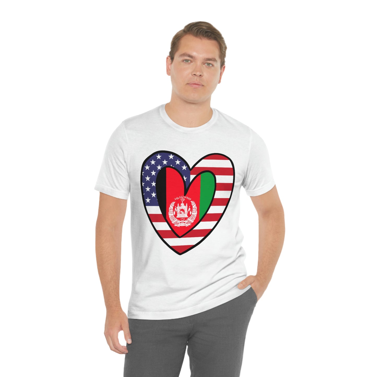 Afghan American Heart Valentines Day Gift Tee Shirt | Afghanistan USA Flag T-Shirt