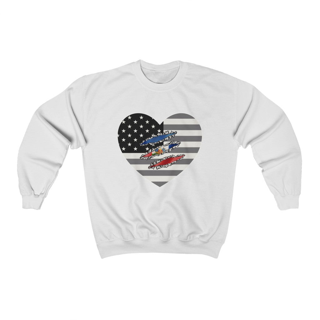 Haitian American Flag At Heart Sweatshirt | Haiti Women Men Pullover