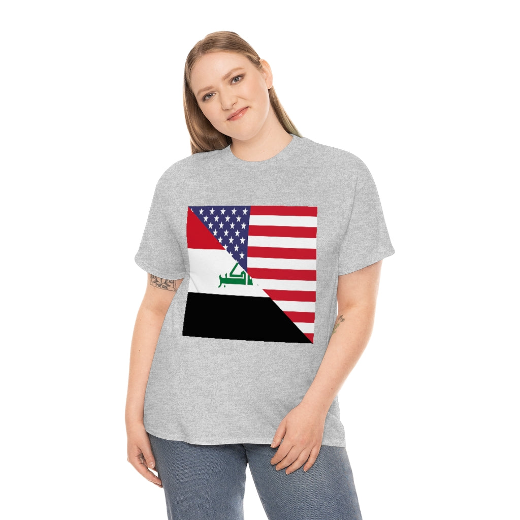 Iraq American Flag Tee Shirt | Unisex Iraqi USA Tshirt