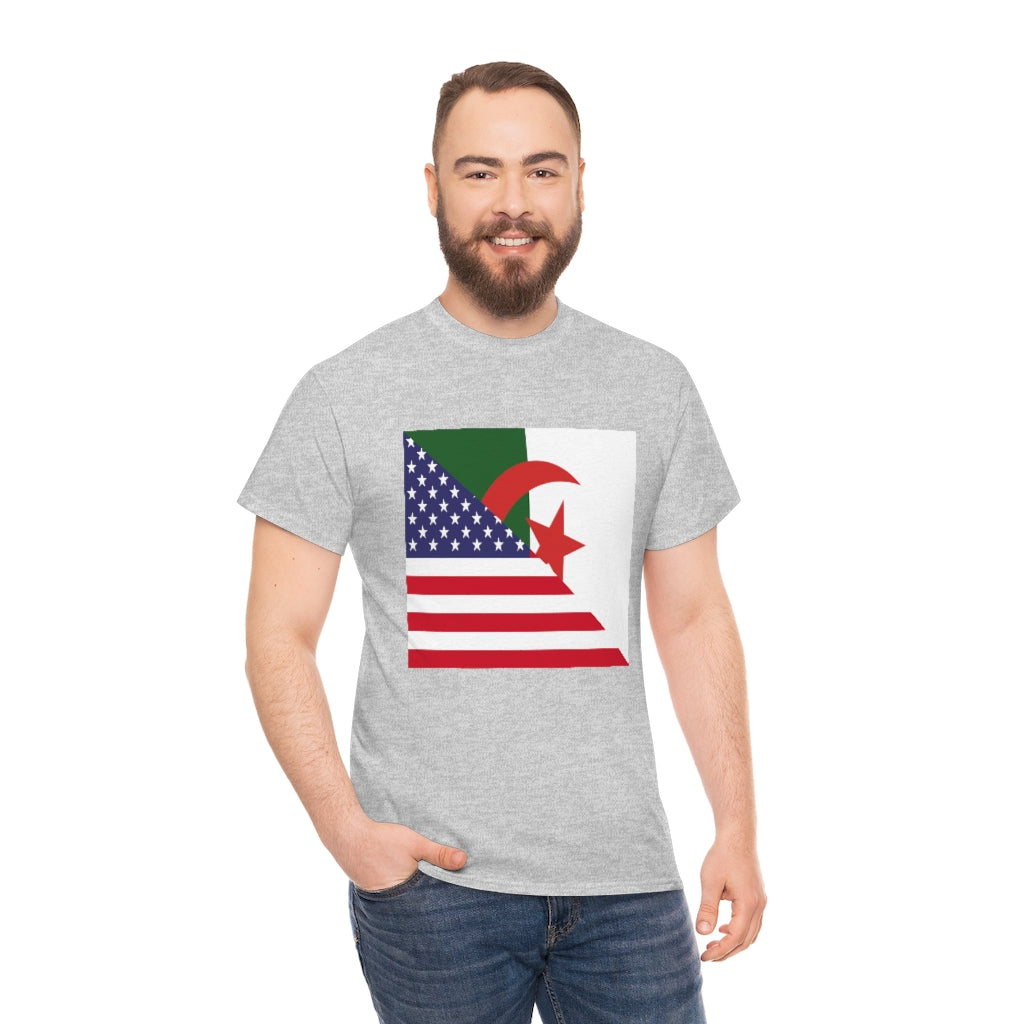 Algerian American Flag Tee Shirt | Algeria USA Tshirt