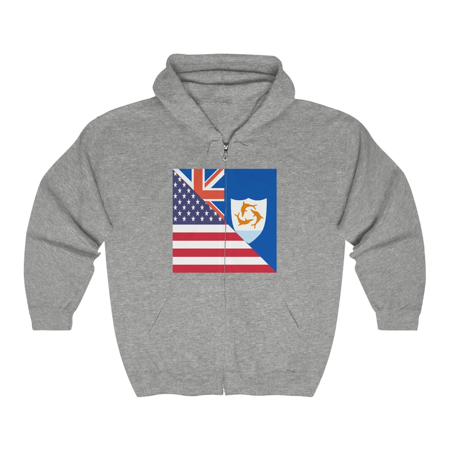 Anguillan American Flag Anguilla USA Zip Hoodie | Hooded Sweatshirt