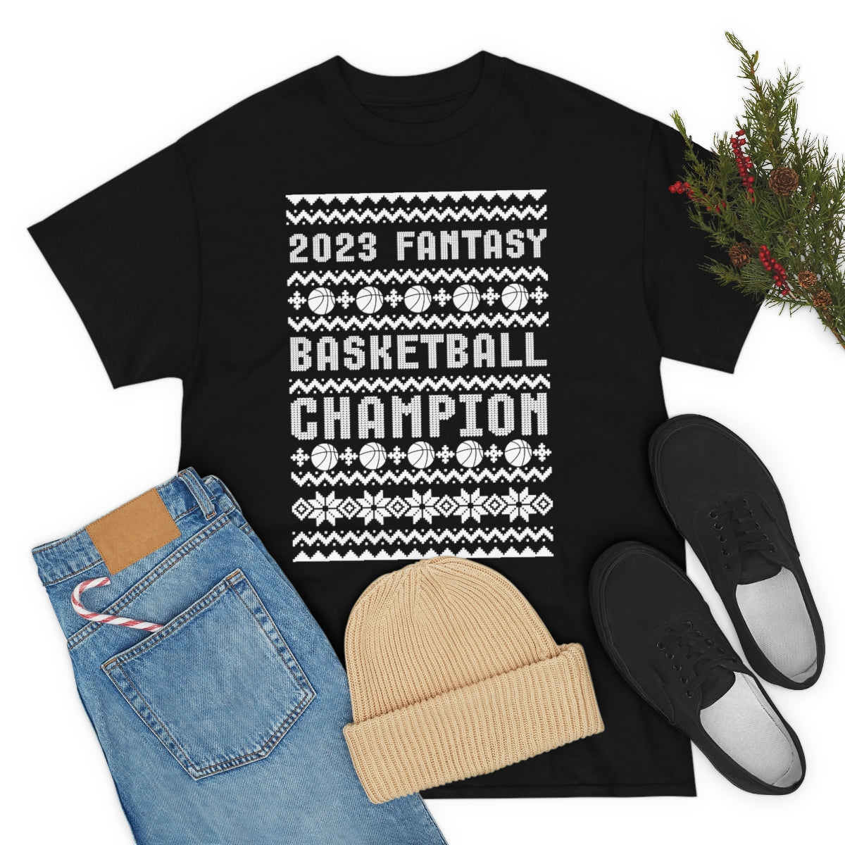 Fantasy Basketball Champion 2023 Ugly Christmas Tee Shirt | Unisex Champ T-Shirt