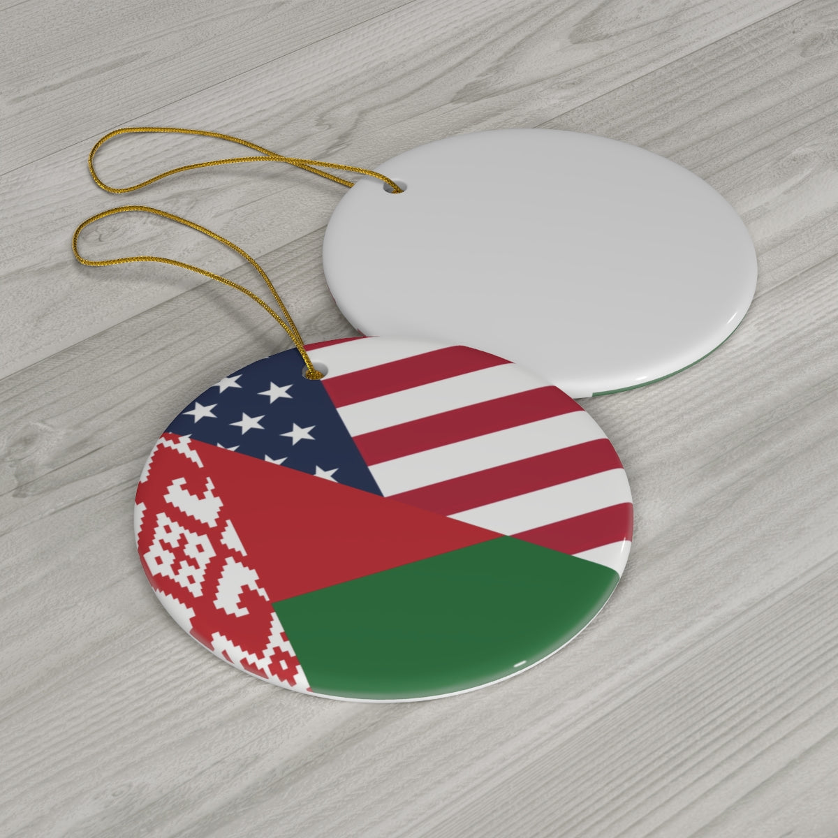 Belarus American Flag Ceramic Ornaments | Belarusian USA Christmas Tree