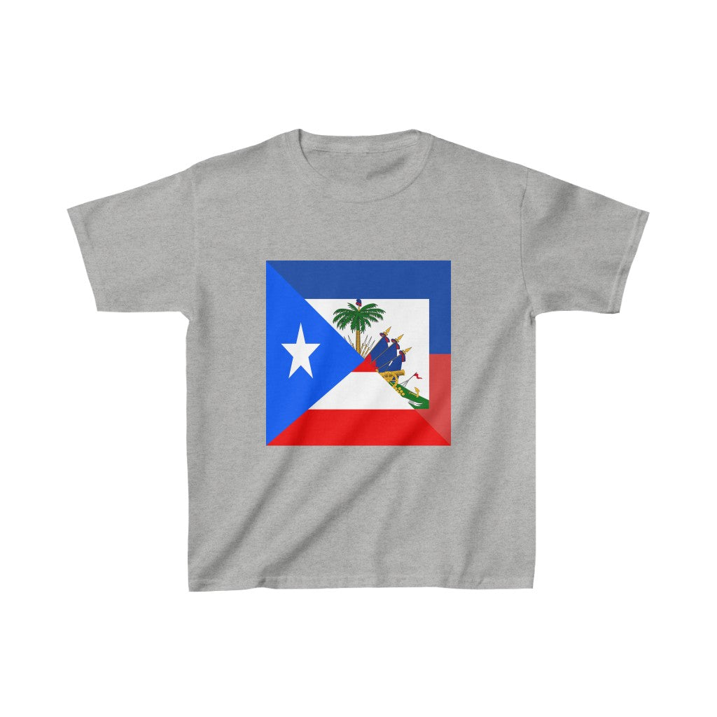 Kids Puerto Rican Haitian Flag Half PR Haiti T-Shirt | Unisex Tee Shirt