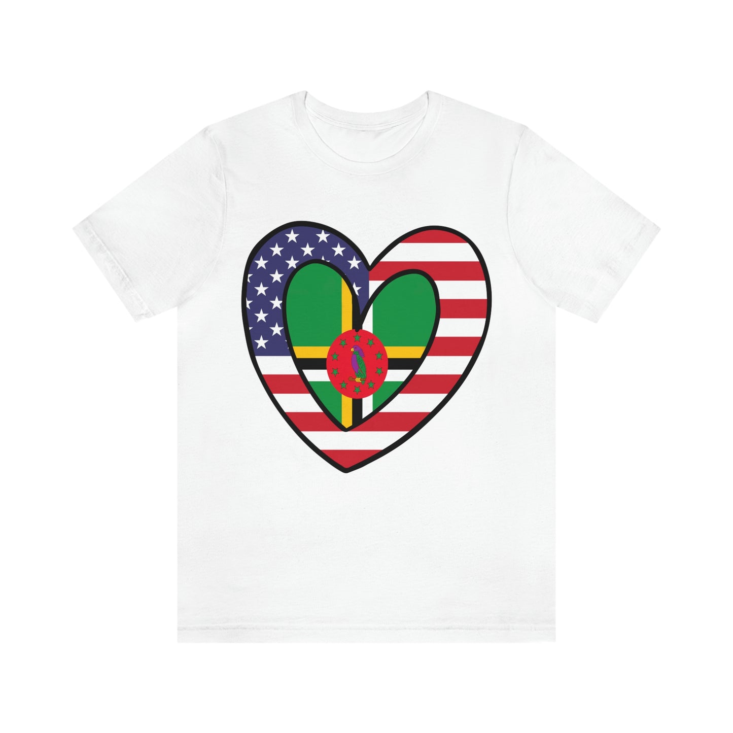 Dominican American Heart Valentines Day Gift Tee Shirt | Half Dominica USA Flag T-Shirt