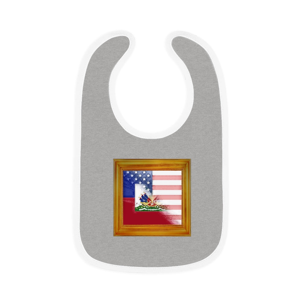 Haitian American Flag Painting Baby Bib | Newborn Haiti USA Flag Baby Bib