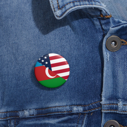 Azerbaijan American Flag Pin Button | USA America