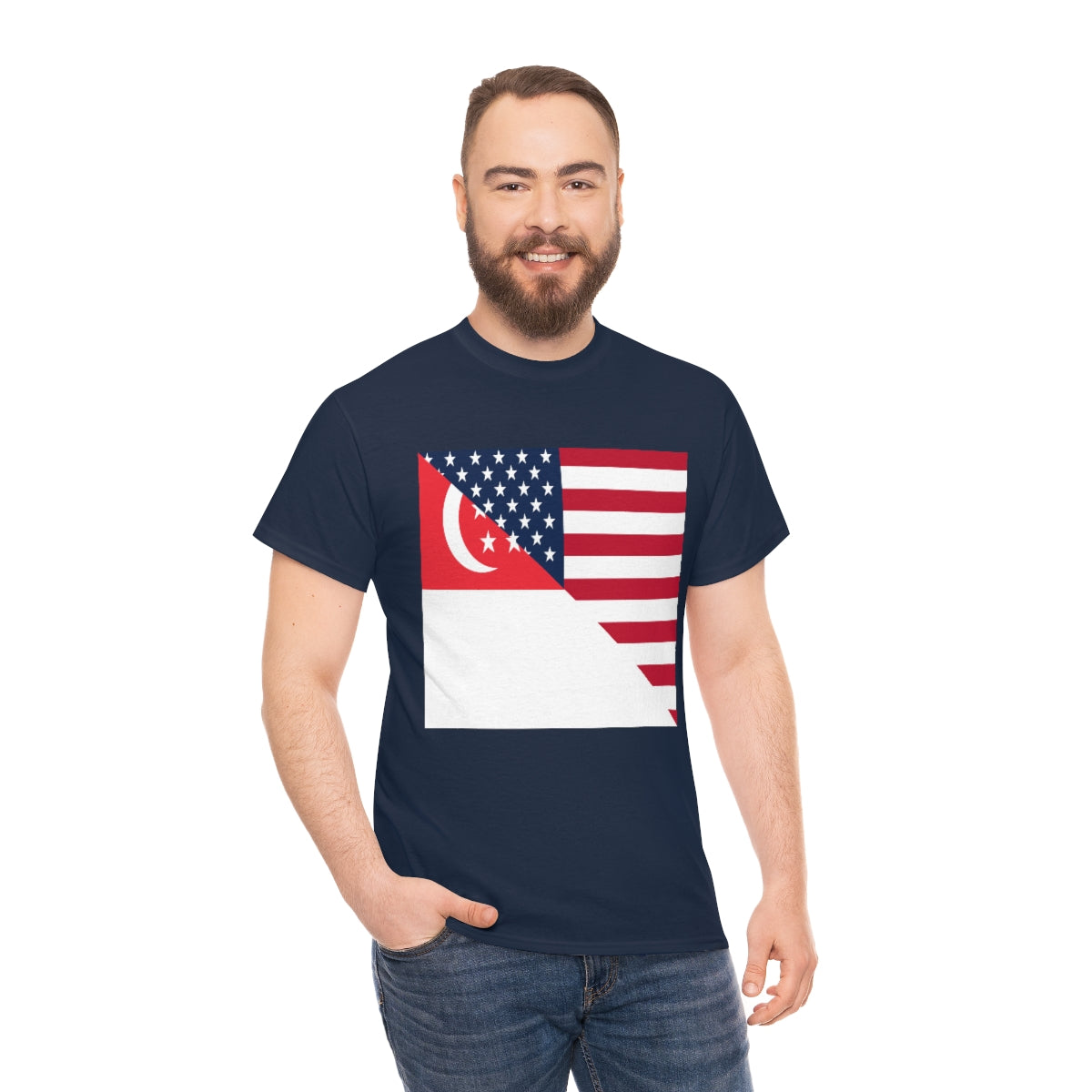 Singapore American Flag Half Singaporean USA T-Shirt | Unisex Tee Shirt