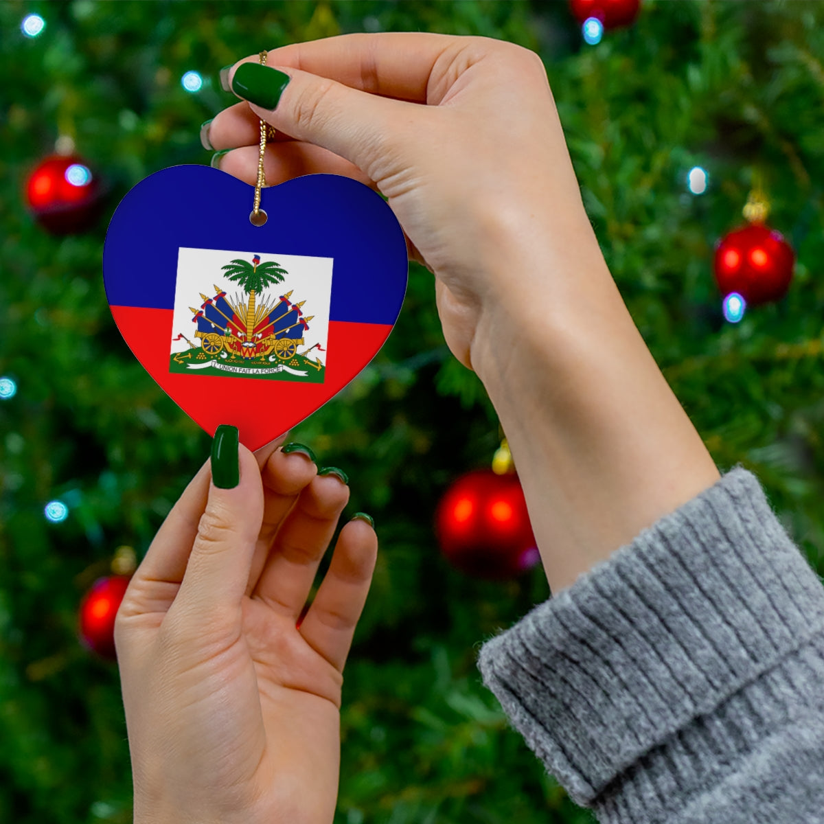 Haiti Flag Ceramic Ornaments | Haitian Christmas Tree