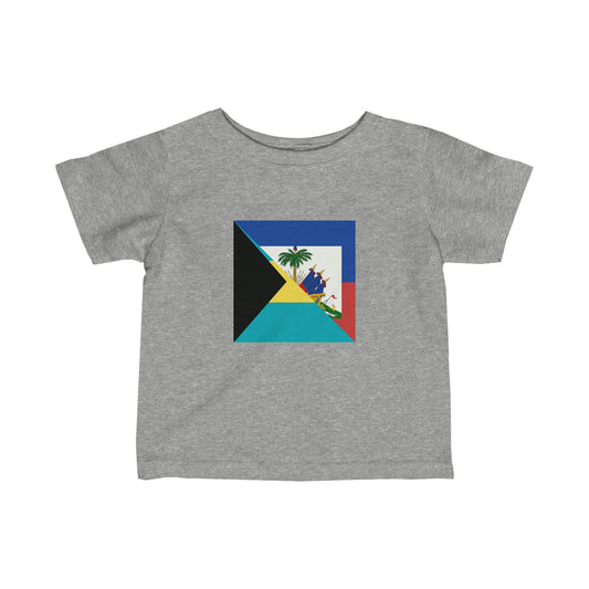 Infant Haiti Bahamas Flag | Half Haitian Bahamian Flag Toddler Tee Shirt