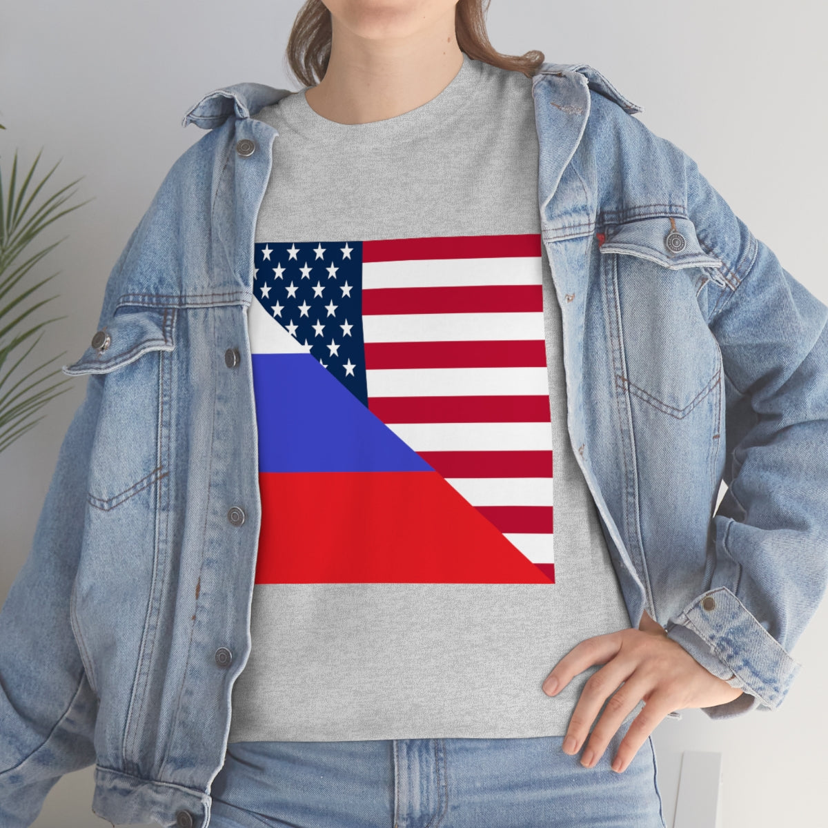 Russian American Flag Half Russia USA T-Shirt | Unisex Tee Shirt