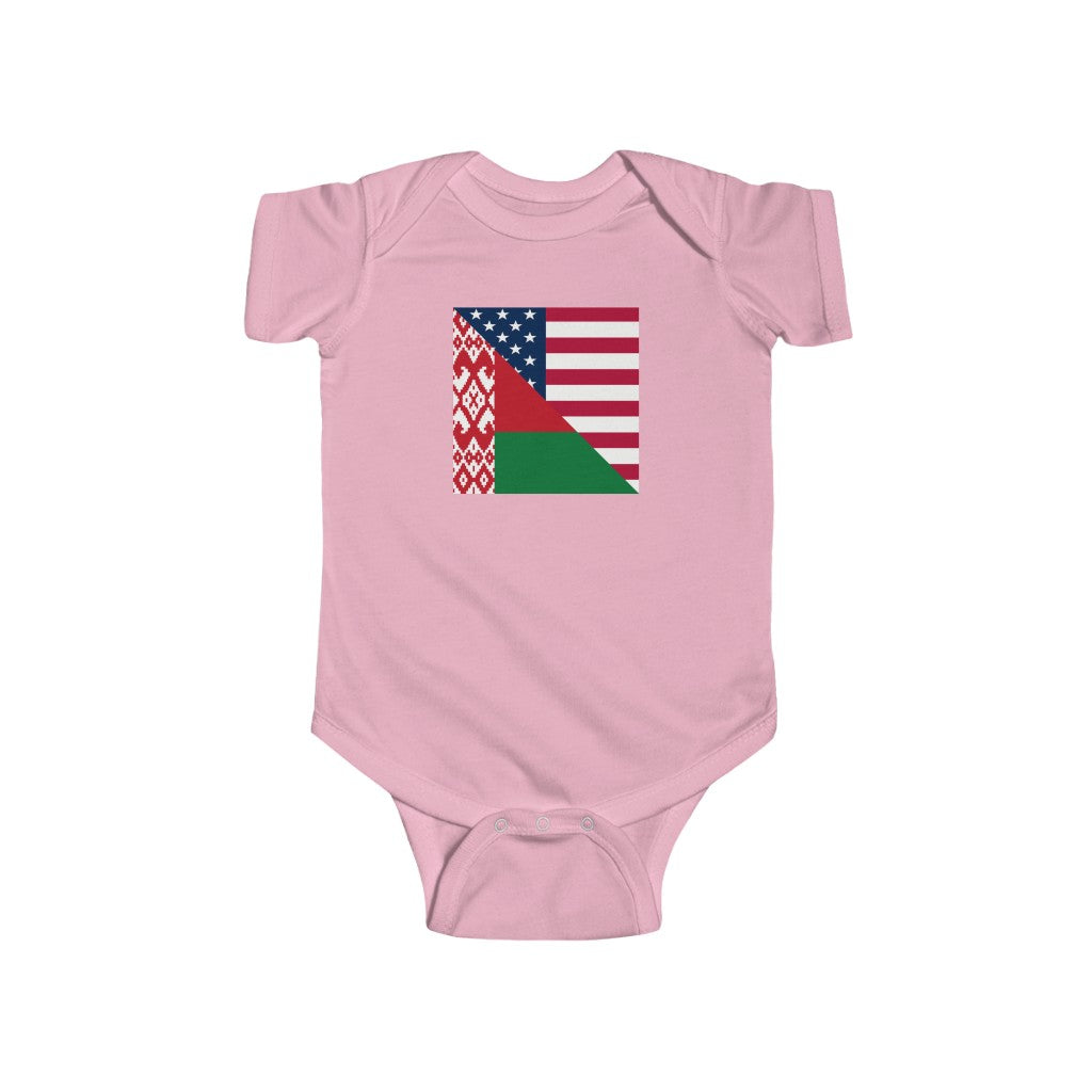 Belarusian American Flag Baby Bodysuit | Unisex Belarus USA