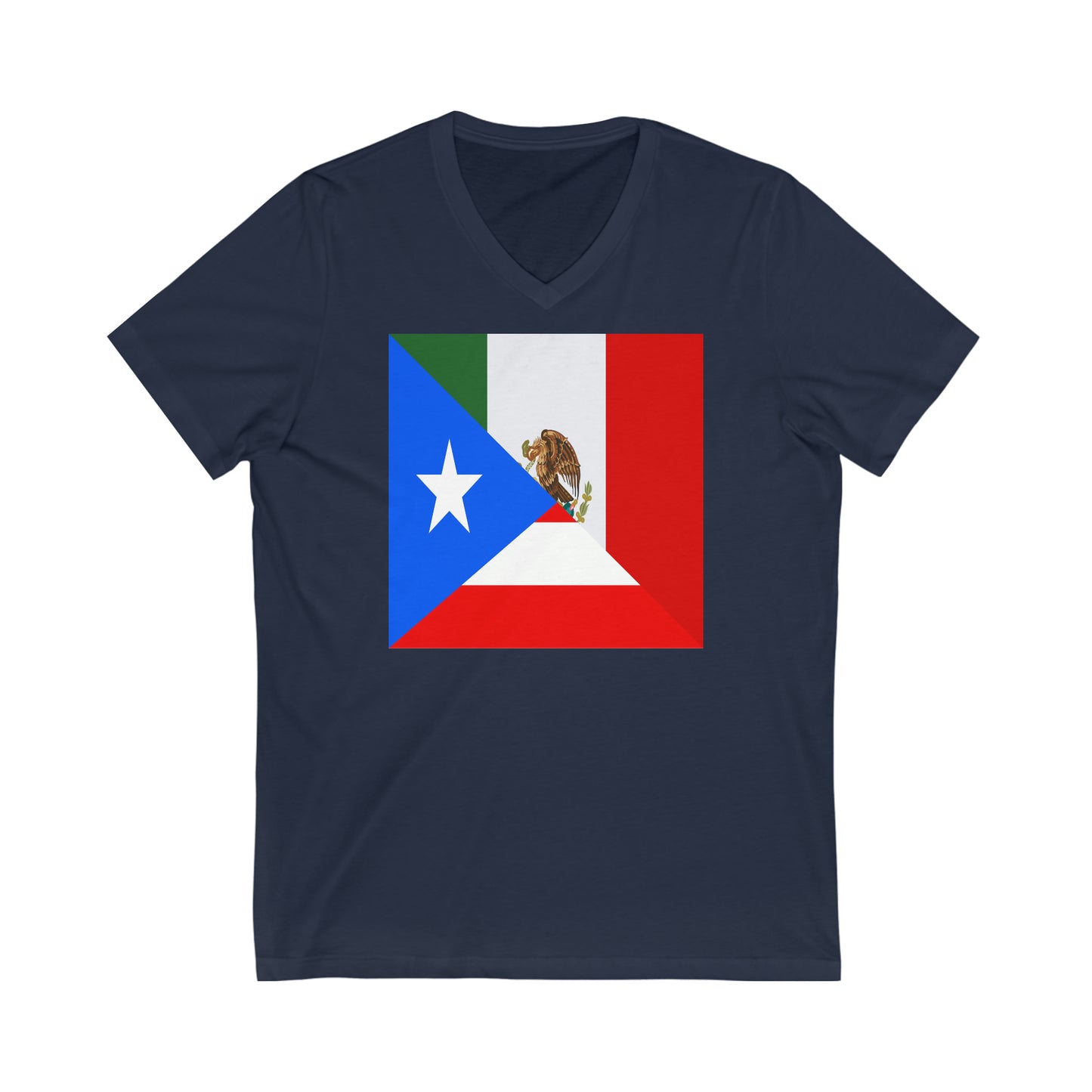 Puerto Rican Mexican Flag Half Mexico Puerto Rico V-Neck T-Shirt | Unisex Vee Shirt