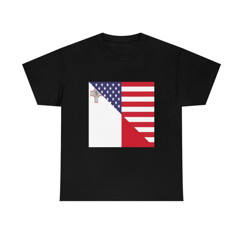 Maltese American Flag Unisex Tee Shirt | Malta Tshirt