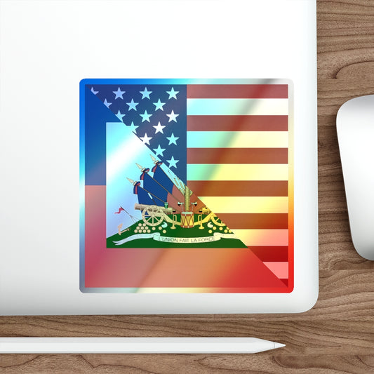 Haitian-American Flag Holographic Sticker | Haiti USA Accessory