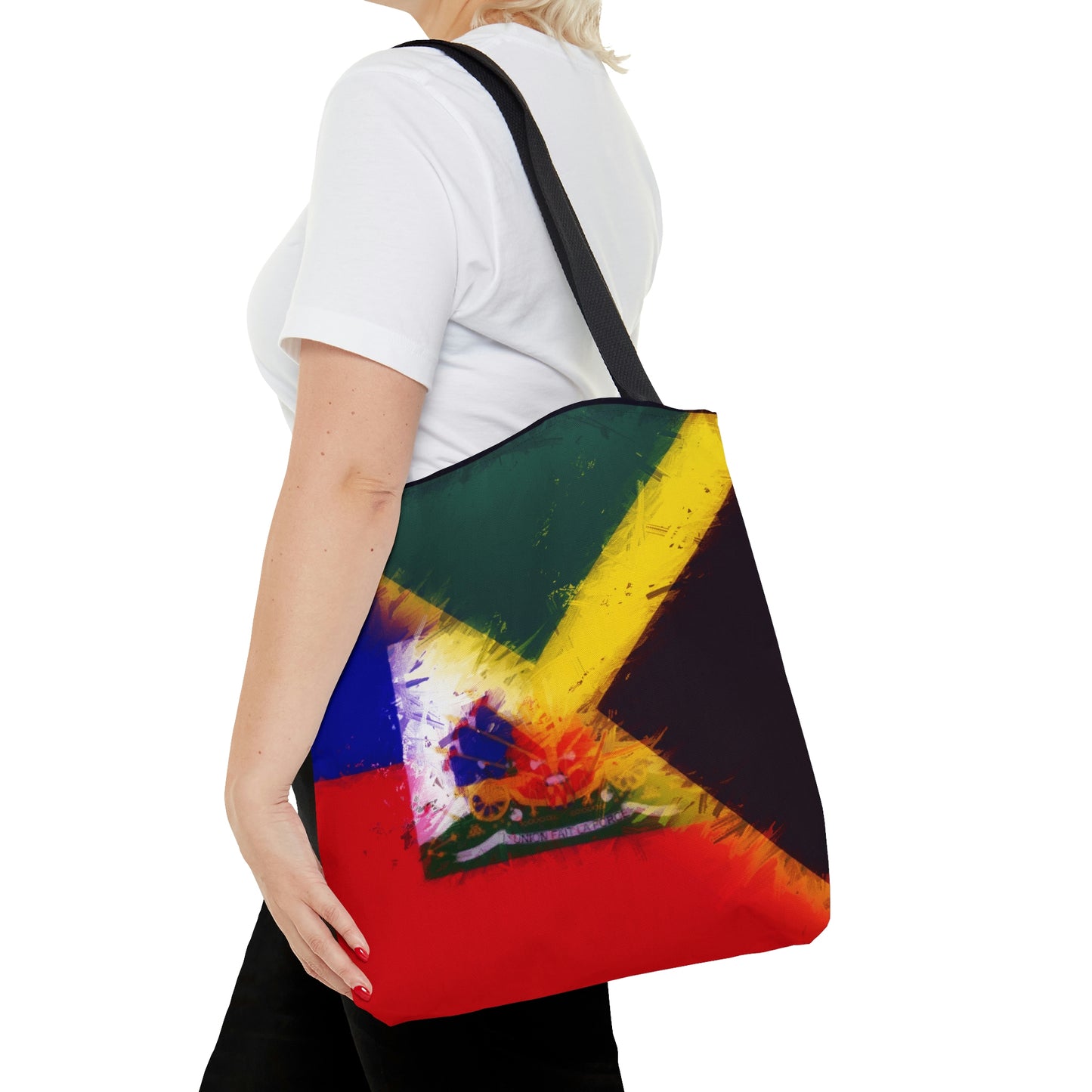 Haitian Jamaican Painted Flag | Haiti Jamaica Tote Bag | Shoulder Bag