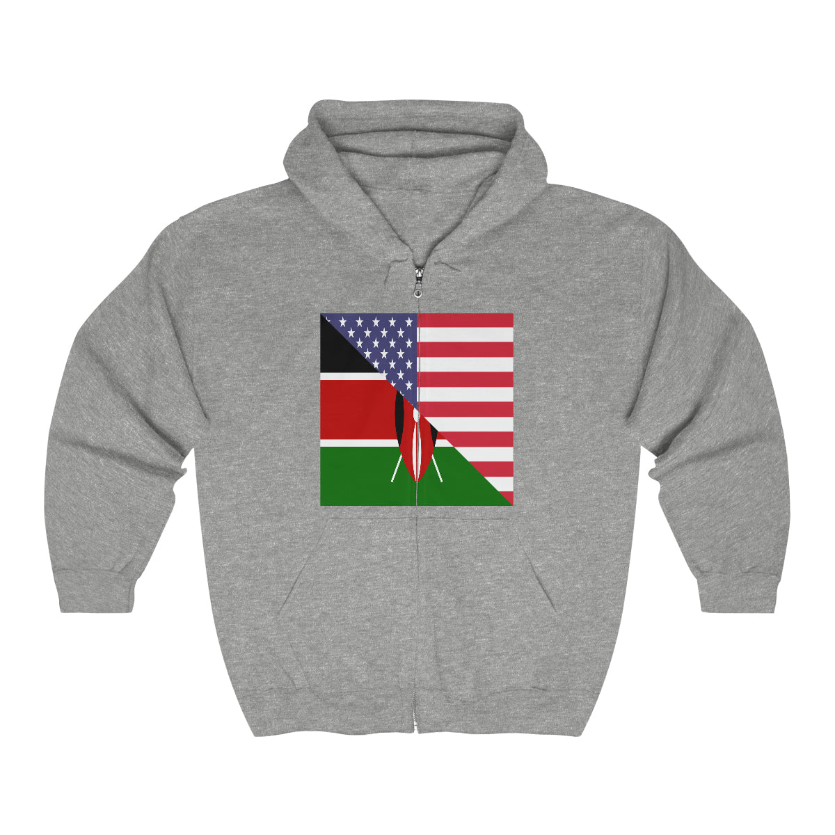 Kenyan American Flag Kenya USA Zip Hoodie | Hooded Sweatshirt