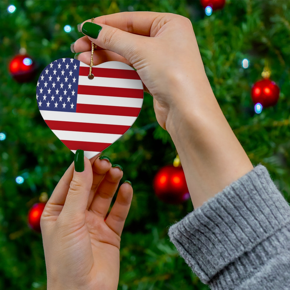 USA Flag Ceramic Ornaments | United States Christmas Tree