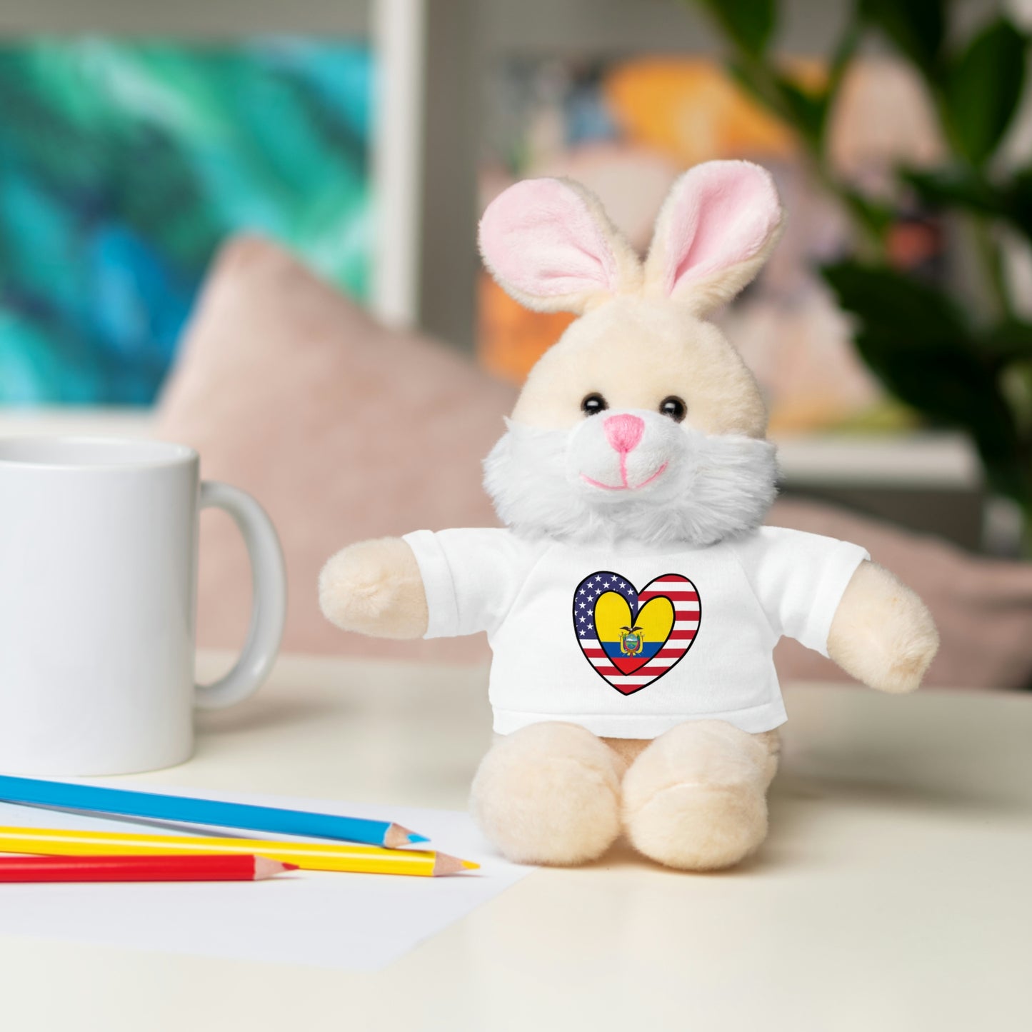 Ecuadorian American Valentines Day Gift Stuffed Animal | Ecuador USA Flag Toy