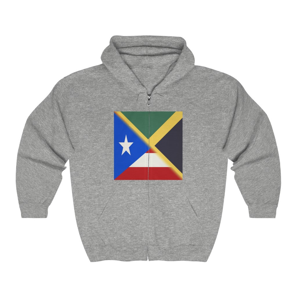 Jamaica Puerto Rico Flag | Jamaican PR Flag Zip Hoodie | Hooded Sweatshirt