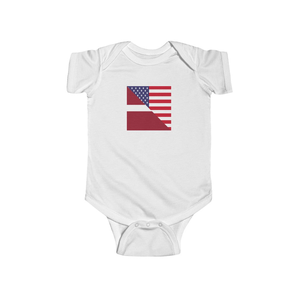 Latvian American Flag Baby Bodysuit | Latvia USA Baby Boy Girl