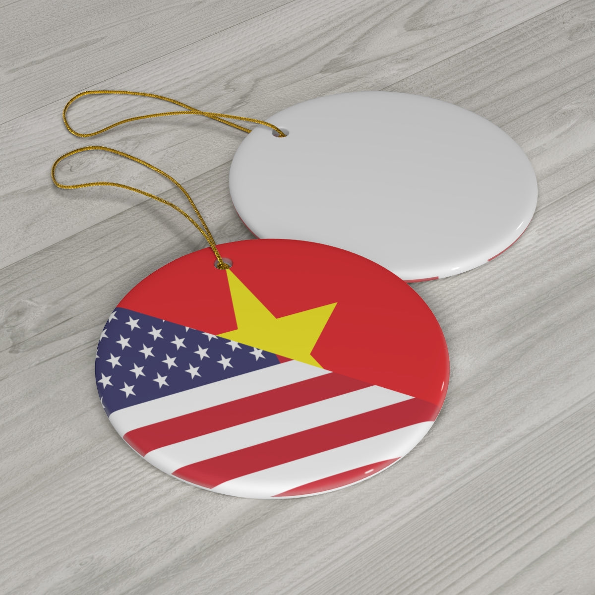 Vietnamese American Flag Ceramic Ornaments | Vietnam USA Holiday Christmas Tree